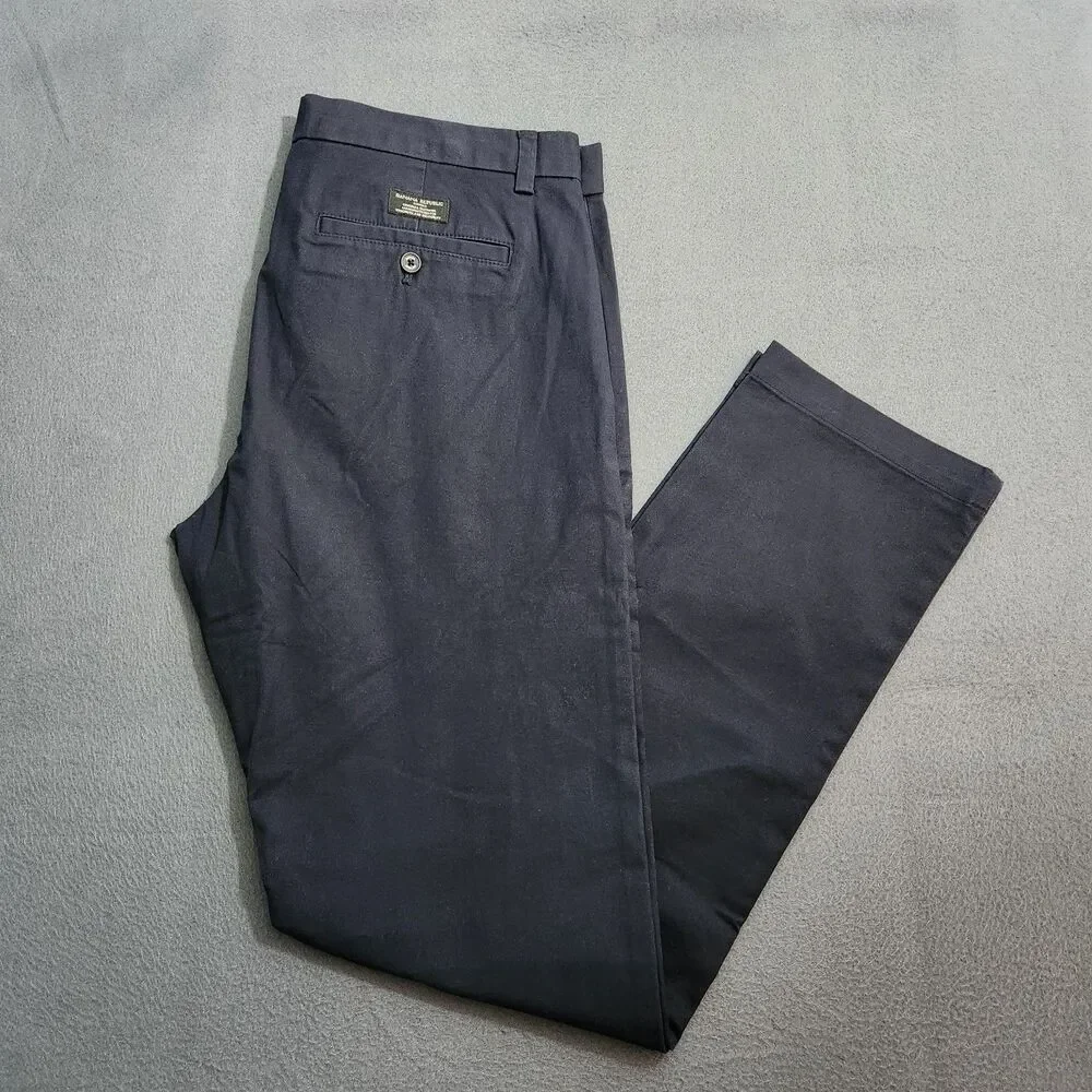 Banana Republic Chino Pants Men 35X34 (37X33) Navy Fulton Skinny Straight Leg